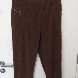Cherry Berry Brown Full Length Cord Velvet Feel Trousers Size T4 UK 14