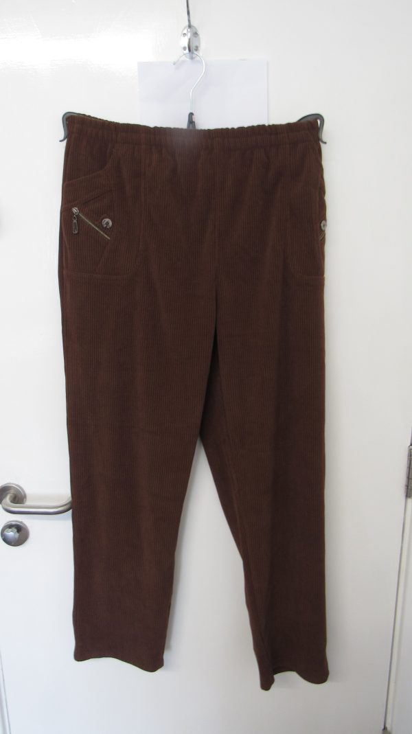 Cherry Berry Full Length Cord Velvet Feel Trousers Size T6 UK 18