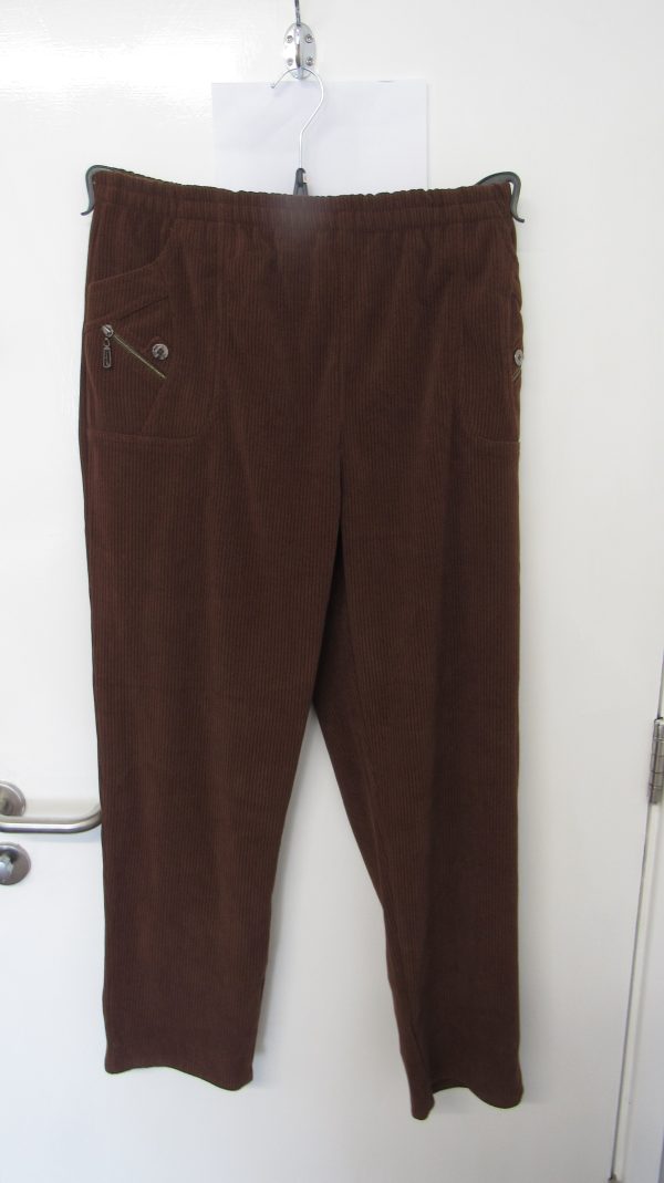 Cherry Berry Full Length Cord Velvet Feel Trousers Size T6 UK 18 - Image 3