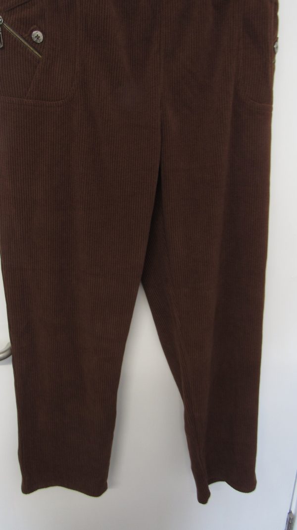 Cherry Berry Full Length Cord Velvet Feel Trousers Size T6 UK 18 - Image 5