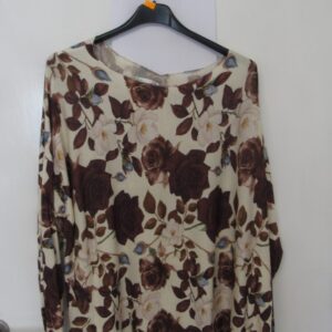 New Ladies Beige with Brown Floral Lightweight Jumper One Size fits sizes 16 18 20 22