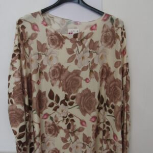 New Ladies Beige with Pink Floral Lightweight Jumper One Size fits sizes 16 18 20 22