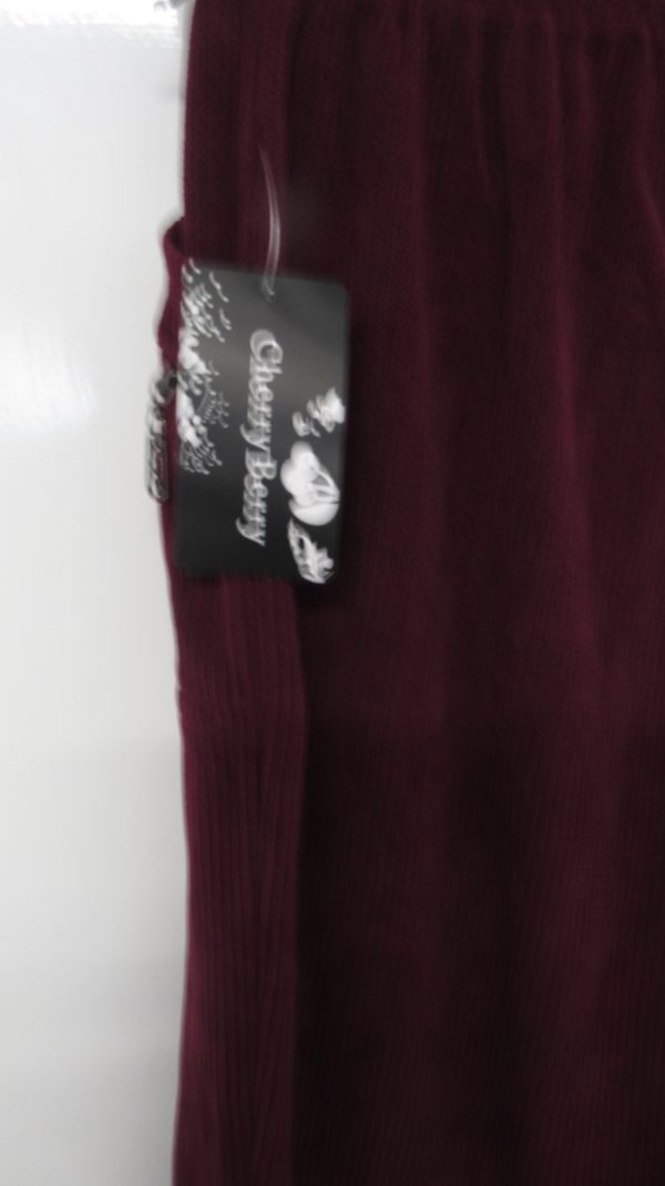 Cherry Berry Wine Full Length Cord Velvet Feel Trousers Size T8 UK 22 - Image 6