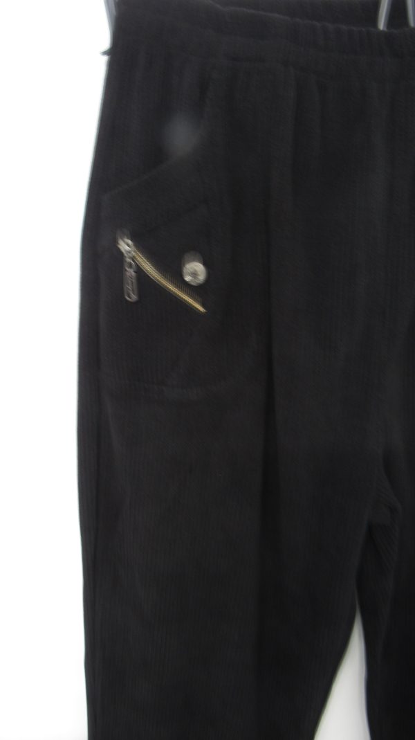 Cherry Berry Black Full Length Cord Velvet Feel Trousers Size T4 UK 14 - Image 5
