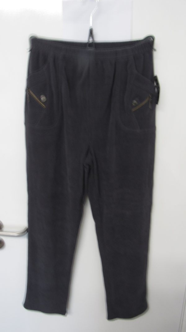 Cherry Berry Grey Full Length Cord Velvet Feel Trousers Size T7 UK 20 - Image 2