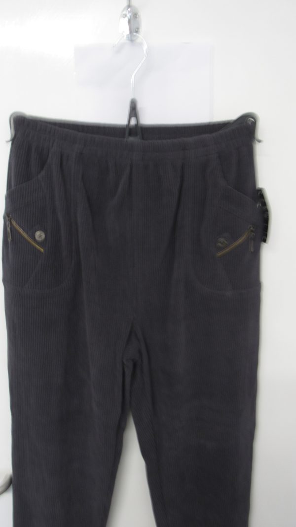 Cherry Berry Grey Full Length Cord Velvet Feel Trousers Size T7 UK 20 - Image 3