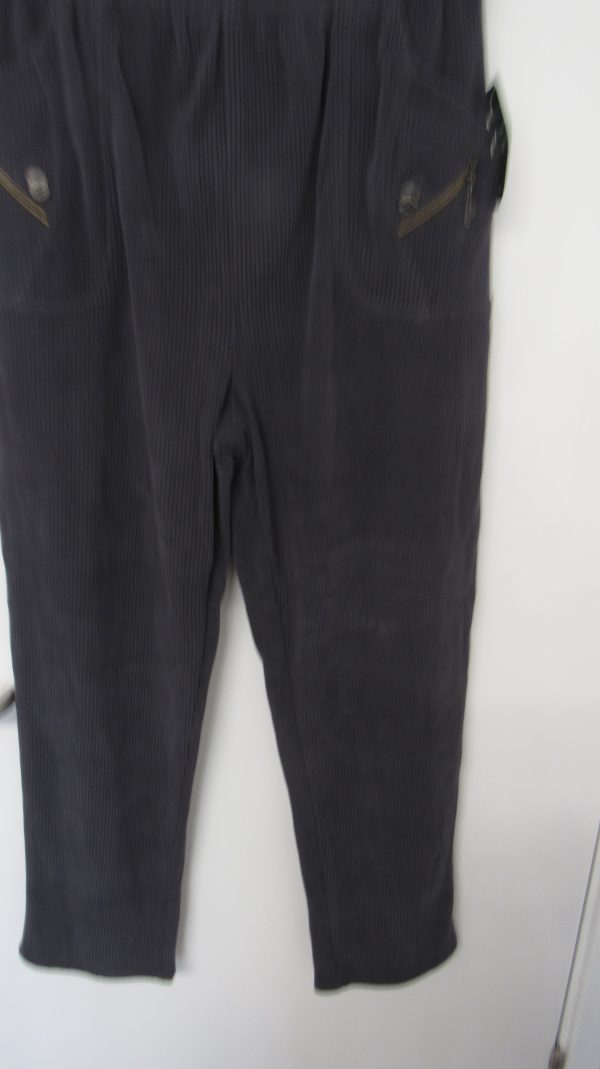 Cherry Berry Grey Full Length Cord Velvet Feel Trousers Size T7 UK 20 - Image 4