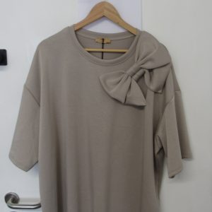 New Ladies Taupe Bow Tunic Top One Size fits sizes 18 20 22 24