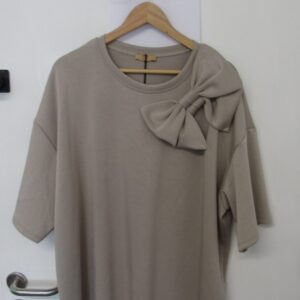 New Ladies Taupe Bow Tunic Top One Size fits sizes 18 20 22 24