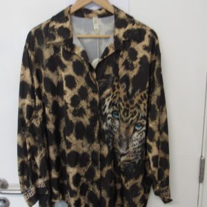 New Animal Print High Low Button Up Blouse One Size fits sizes 18 20 22 24