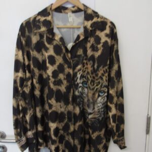 New Animal Print High Low Button Up Blouse One Size fits sizes 18 20 22 24