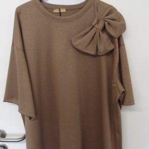 New Ladies Camel Bow Tunic Top One Size fits sizes 18 20 22 24