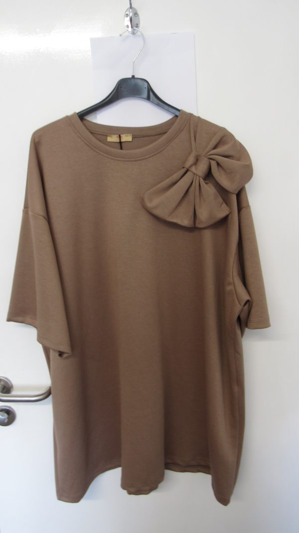 New Ladies Camel Bow Tunic Top One Size fits sizes 18 20 22 24