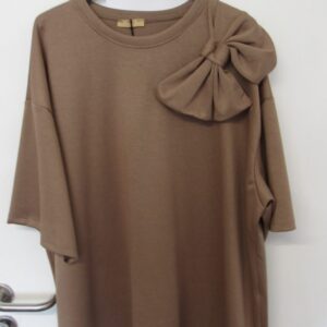 New Ladies Camel Bow Tunic Top One Size fits sizes 18 20 22 24