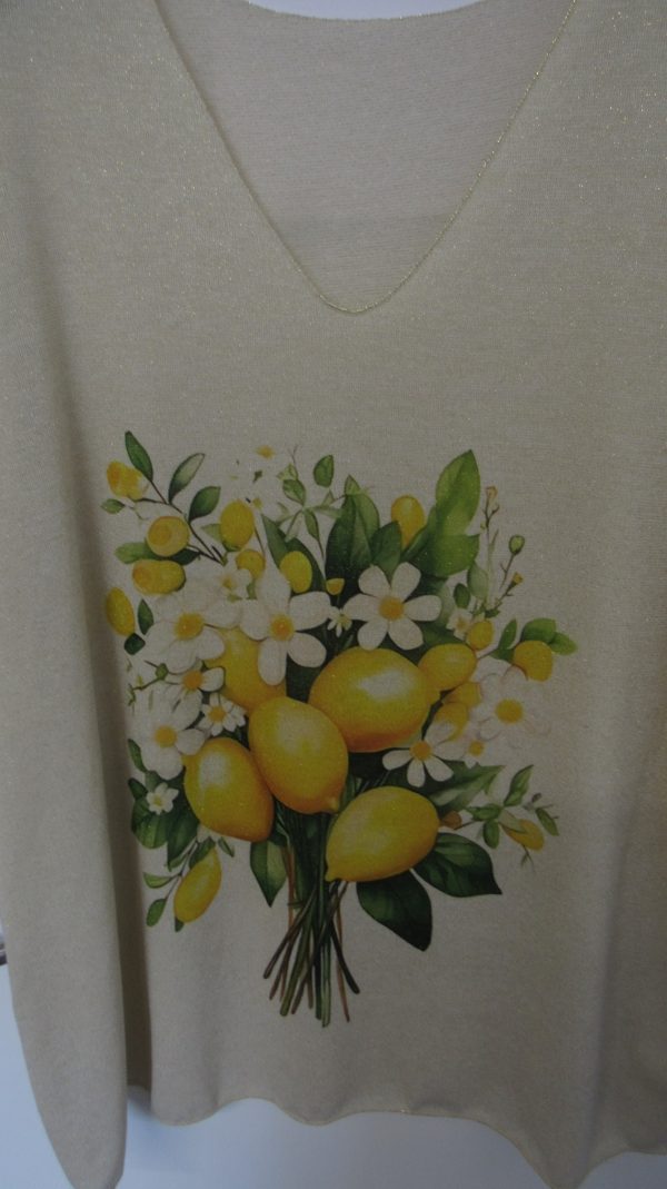 New Ladies Lemons V Neck Lightweight Jumper Top One Size fits sizes 18 20 22 - Image 2