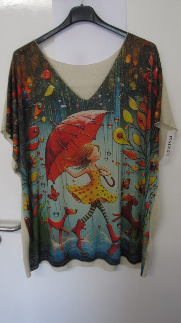 New Ladies Umbrella V Neck Lightweight Jumper Top One Size fits sizes 18 20 22 - Image 2