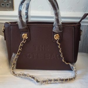 Tote Bag with Chain Coffee Brown