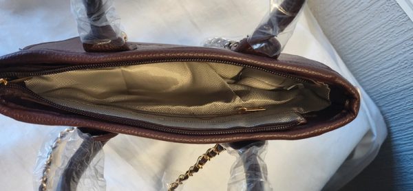 Tote Bag with Chain Coffee Brown - Image 8