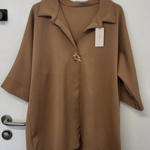 New Camel Brooch Tunic Top One Size fits sizes 18 20 22 24