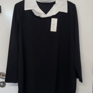 New Black with White Collar Tunic Top One Size fits sizes 18 20 22
