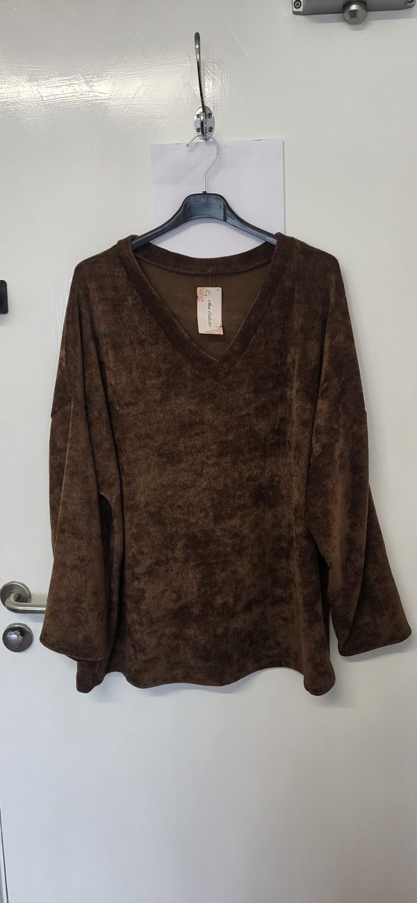 New Brown V Neck Soft Chanelle Jumper One Size fits sizes 18 20 22