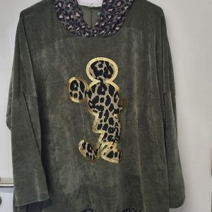 New Ladies Khaki Mickey Mouse Tunic Top Chanelle One Size fits sizes 18 20 22 24