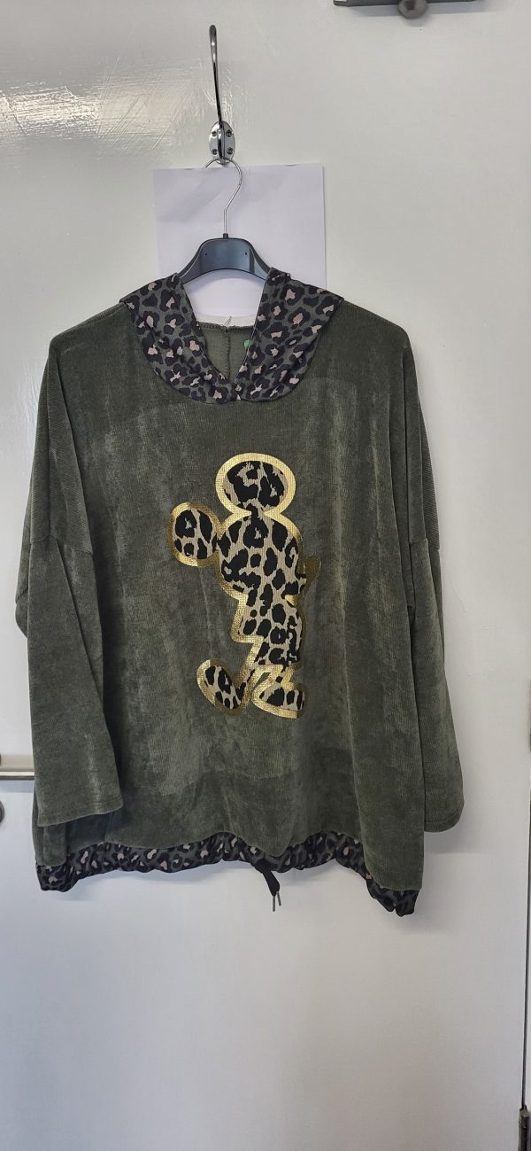 New Ladies Khaki Mickey Mouse Tunic Top Chanelle One Size fits sizes 18 20 22 24