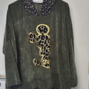 New Ladies Khaki Mickey Mouse Tunic Top Chanelle One Size fits sizes 18 20 22 24