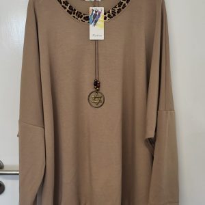 New Camel Oversized Tunic Top One Size fits sizes 20 22 24 26