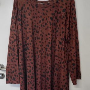 New Ladies Brown Animal Print Sparkle Tunic Top One Size fits sizes 18 20 22 24