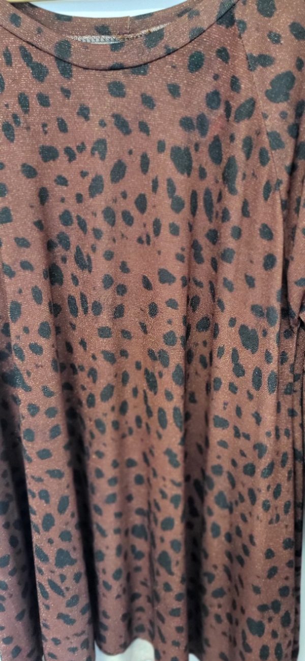 New Ladies Brown Animal Print Sparkle Tunic Top One Size fits sizes 18 20 22 24 - Image 3