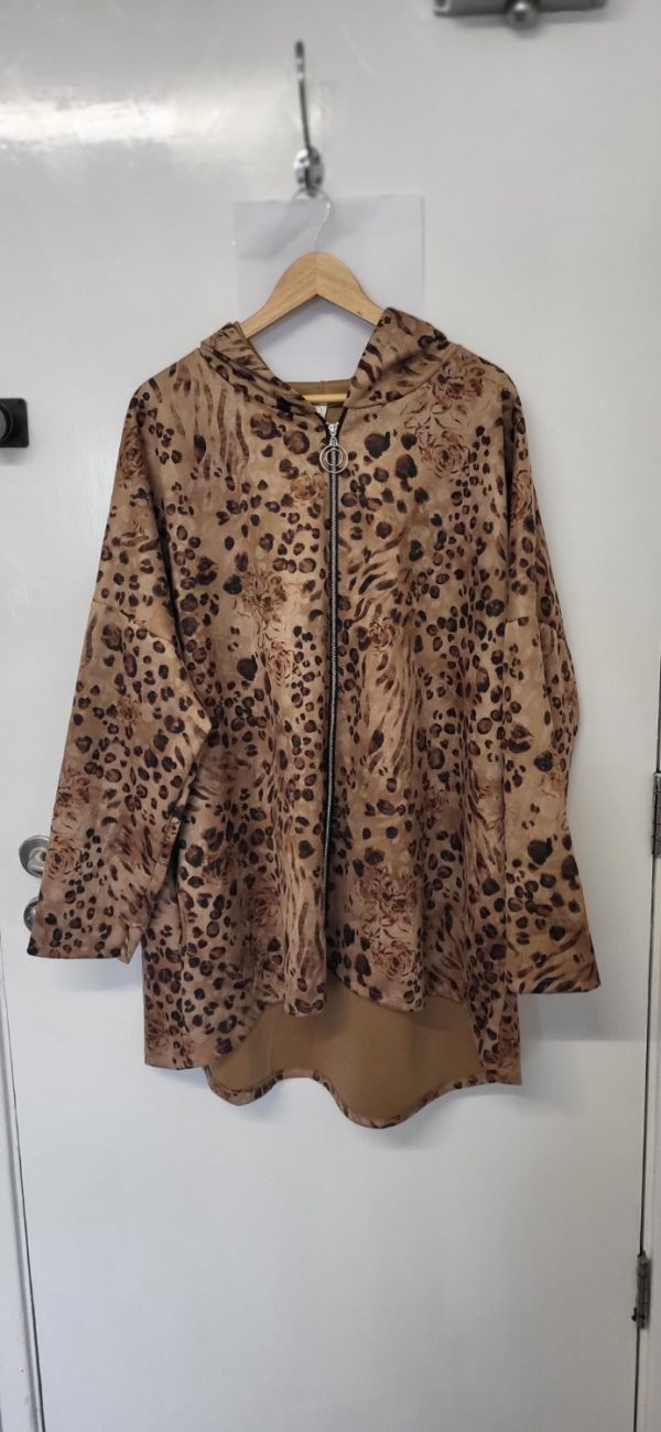 New Light Beige Animal Print Soft Jacket One Size fits sizes 18 20 22