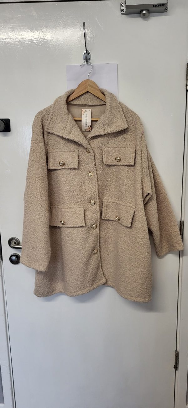 New Ladies Beige Gold Button Shacket One Size fits sizes 18 20 22