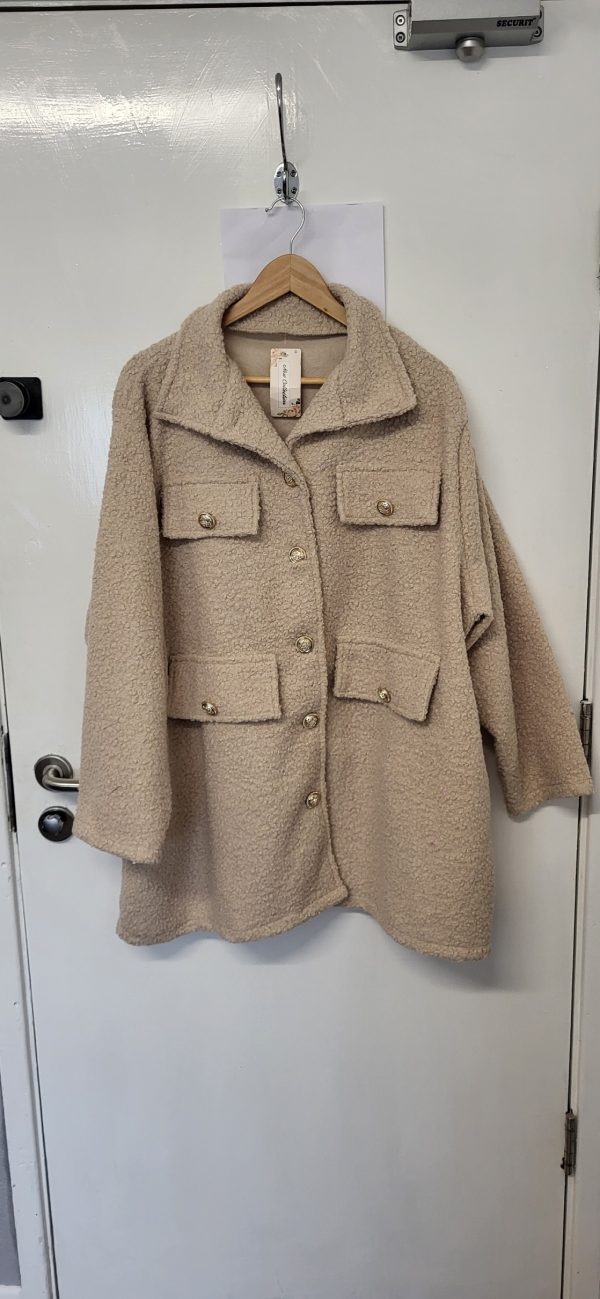 New Ladies Beige Gold Button Shacket One Size fits sizes 18 20 22 - Image 2
