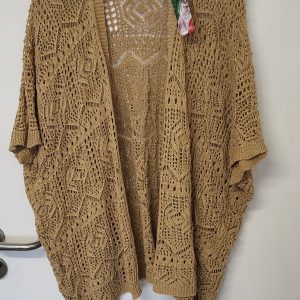 New Ladies Beige Lacy Open Cardigan One Size fits sizes 18 20 22