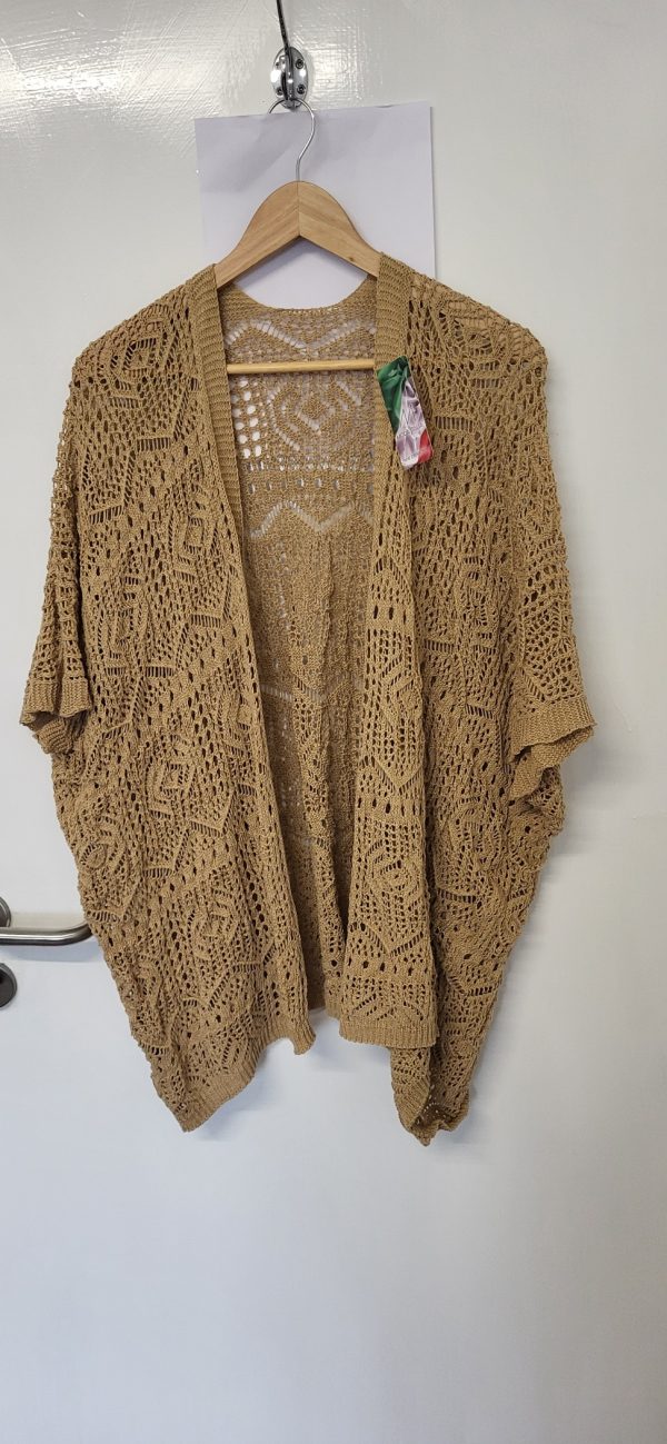 New Ladies Beige Lacy Open Cardigan One Size fits sizes 18 20 22