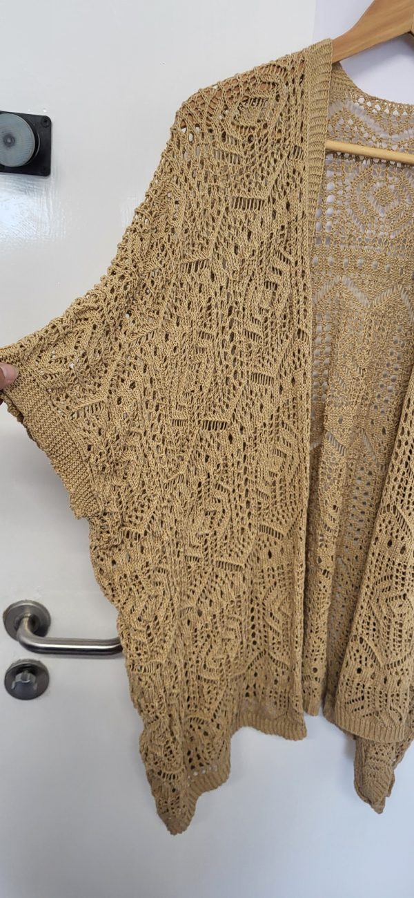 New Ladies Beige Lacy Open Cardigan One Size fits sizes 18 20 22 - Image 2