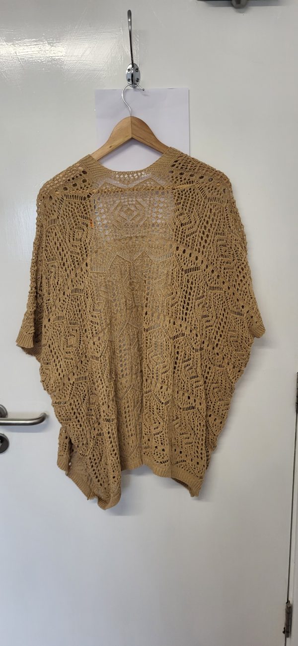 New Ladies Beige Lacy Open Cardigan One Size fits sizes 18 20 22 - Image 4