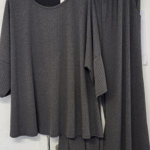 New Ladies Grey 2 Piece Set Trousers and Top One Size fits sizes 18 20 22