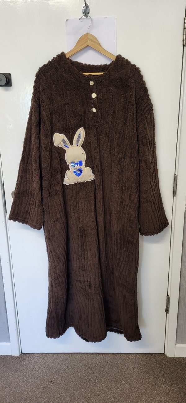 New Soft Brown Bunny Dressing Gown One Size fits sizes 18 20 22 24 - Image 2
