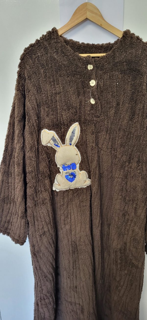 New Soft Brown Bunny Dressing Gown One Size fits sizes 18 20 22 24 - Image 3