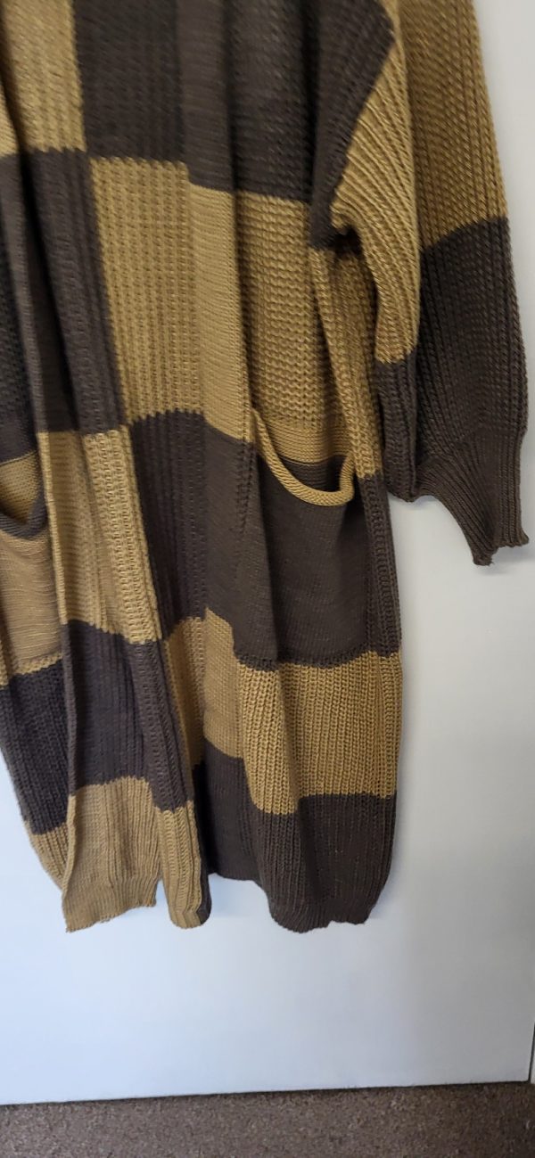 New Ladies Brown Mocha Long Cardigan Pockets One Size fits sizes 18 20 22 - Image 3