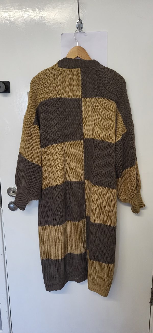 New Ladies Brown Mocha Long Cardigan Pockets One Size fits sizes 18 20 22 - Image 5