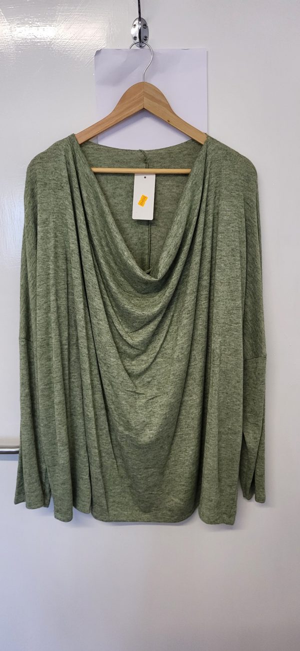 New Light Green Soft Cowl Neck Jumper One Size fits sizes 18 20 22 24 - Image 2
