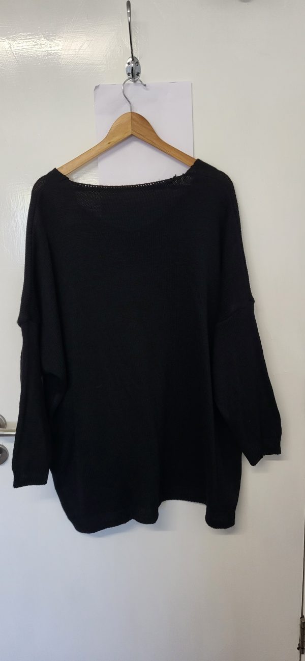 New Ladies Black Flower Jumper One Size fits sizes 18 20 22 24 - Image 4