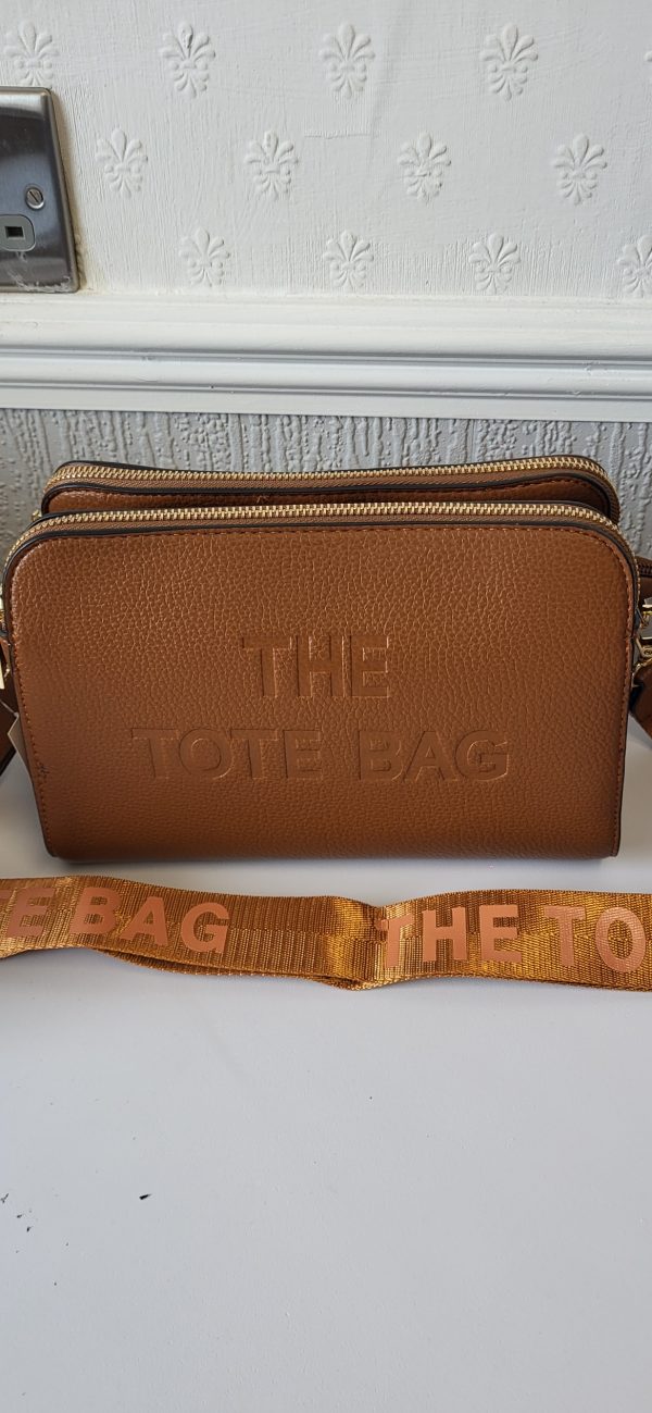 Brown Triple Compartment Tote Bag New Ladies - Image 3