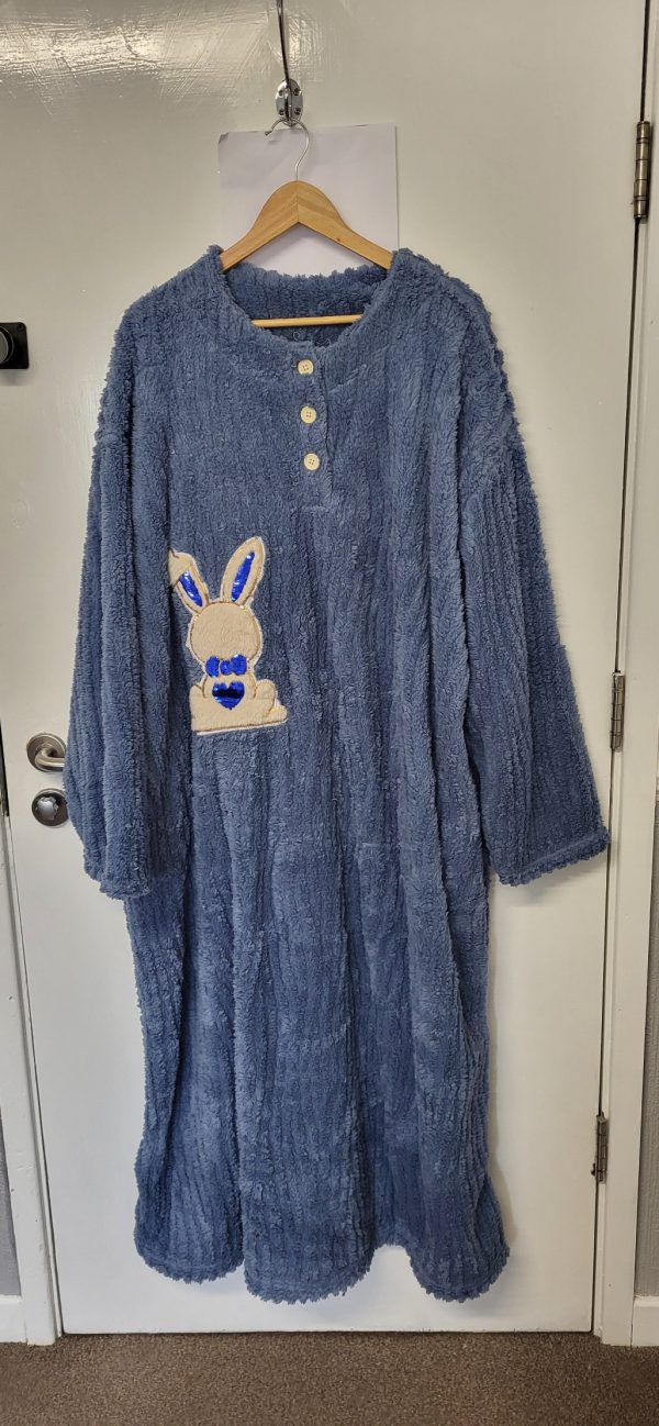 New Soft Denim Blue Bunny Dressing Gown One Size fits sizes 18 20 22 24