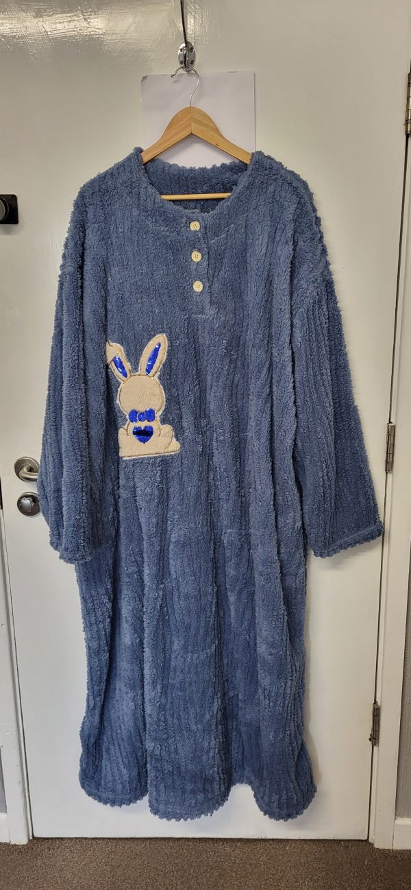 New Soft Denim Blue Bunny Dressing Gown One Size fits sizes 18 20 22 24 - Image 2