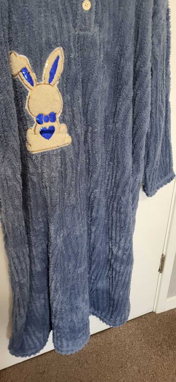 New Soft Denim Blue Bunny Dressing Gown One Size fits sizes 18 20 22 24 - Image 4