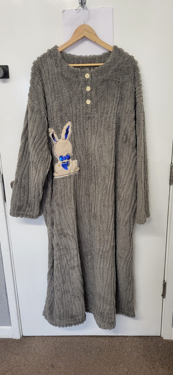 New Soft Grey Bunny Dressing Gown One Size fits sizes 18 20 22 24